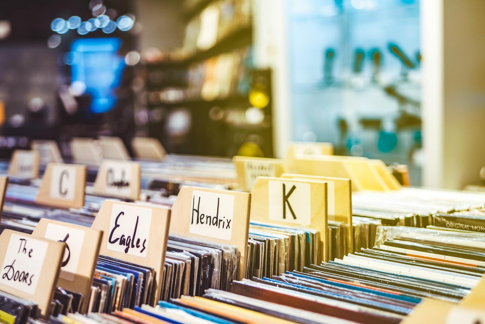 Retail & Shopping - Racks of vinyl records in a record store