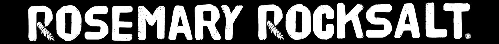 Rosemary Rocksalt Logo - White Text on Black Background