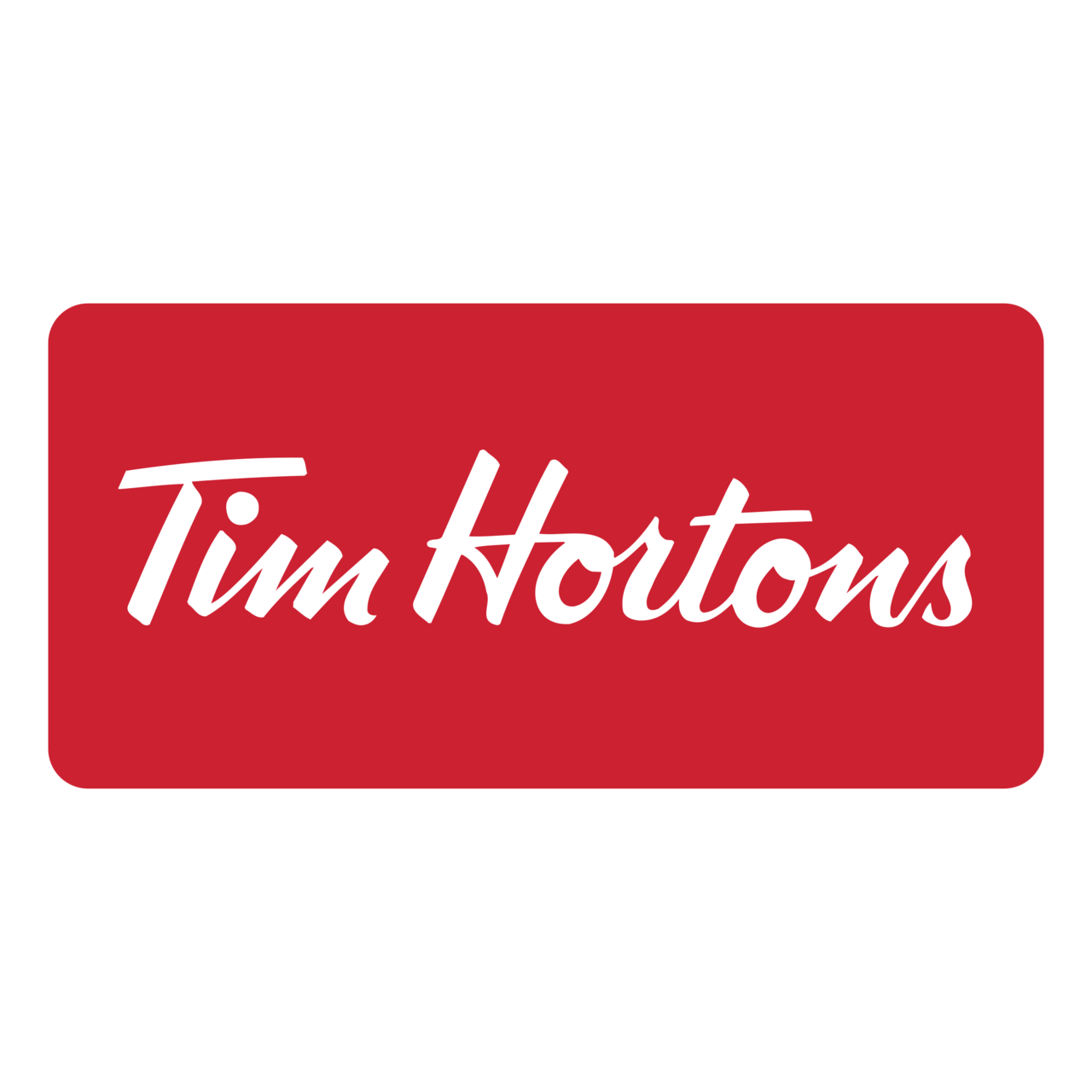 Tim Hortons Logo White Name on Red BG