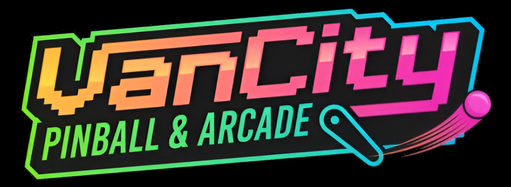 Vancity Pinball and Arcade Logo on Black BG
